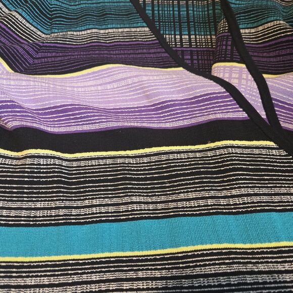 Diane Von Furstenberg silk blend Multicolor Striped Balerina Wrap Sweater Large - Picture 8 of 9